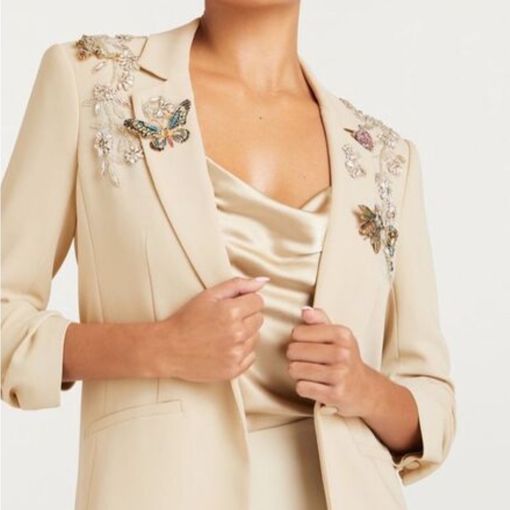 Cinq A Sept Crystal Embellished Cream Blazer